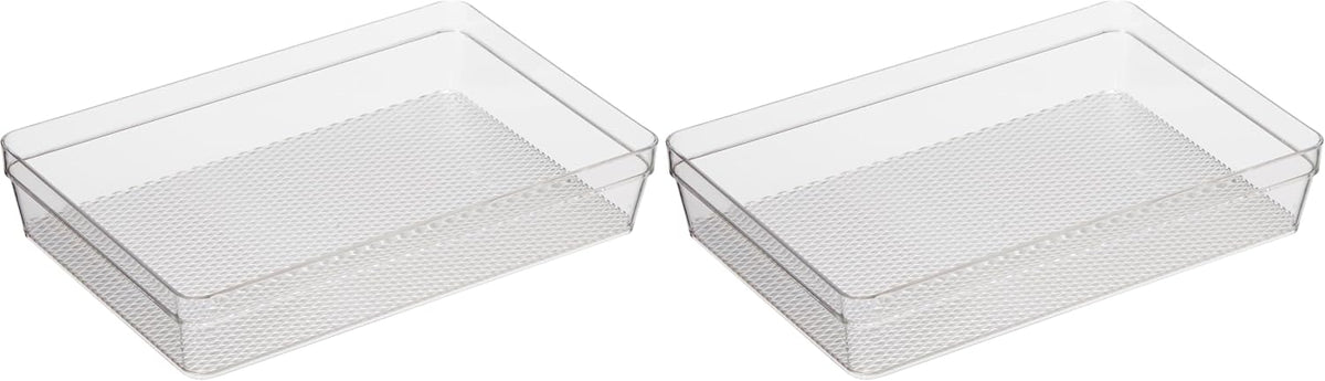 Oggi Clear Drawer Organizer - 3" X 12.5" - Ideal for Organizing Kitchen Drawers, Office, Desk, Silverware, Kitchen Utensils, Cosmetics and Bathrooms
