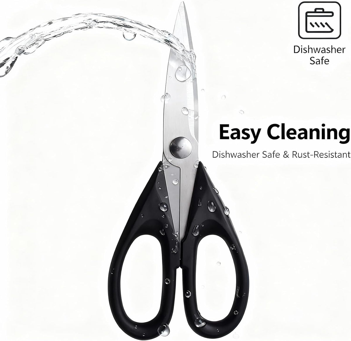 Multipurpose Kitchen Shears, 8.7" Professional Heavy-Duty Scissors, Dishwasher Safe, Rust-Resistant Stainless Steel, Ergonomic Soft Grip Handles for Cooking and Home Use