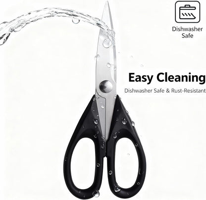 Multipurpose Kitchen Shears, 8.7" Professional Heavy-Duty Scissors, Dishwasher Safe, Rust-Resistant Stainless Steel, Ergonomic Soft Grip Handles for Cooking and Home Use