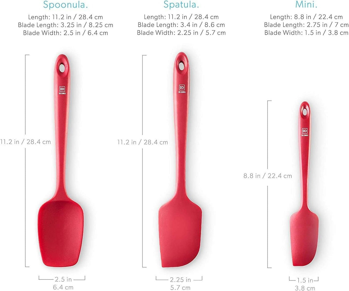 DI ORO Silicone Spatula Set - Rubber Kitchen Spatulas for Baking, Cooking, & Mixing - 600°F Heat-Resistant & BPA Free Silicone Scraper Spatulas for Nonstick Cookware - Dishwasher Safe (3pc, Black)