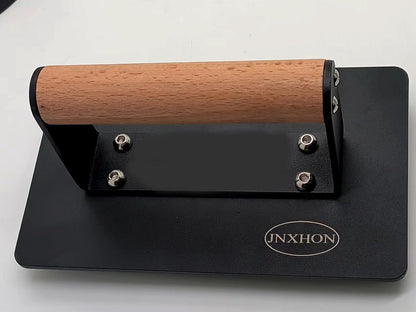 Kitchen Tools Heavy Duty Cast Iron Grill Press Burger Press Bacon Press Barbecue Press Meat Press Burger Smasher Griddle Press Round Flat Press with Anti Scalding Wooden Handle (6INCH)