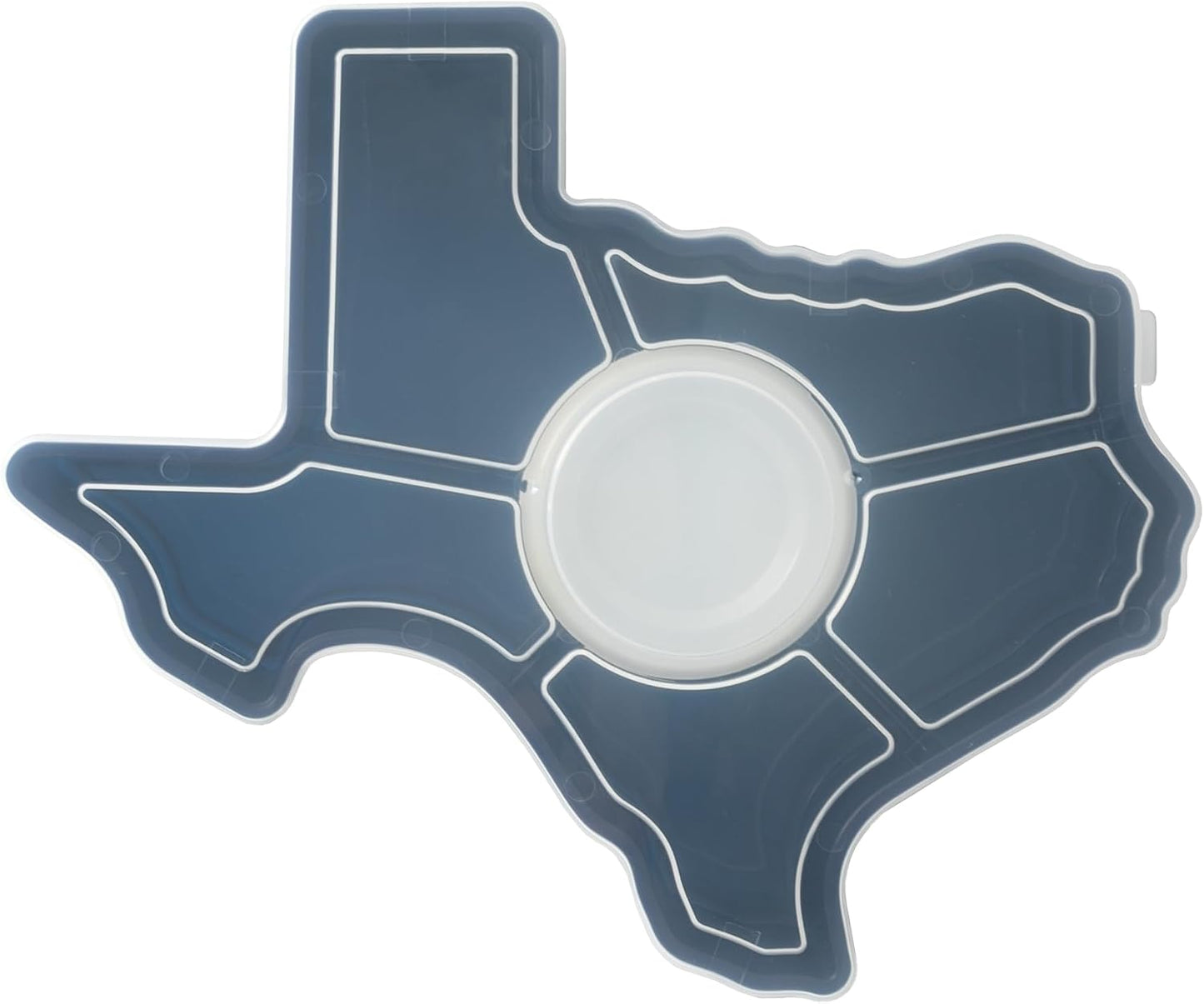 KOLORAE Texas Serving Tray - 6 Compartment Texas Snack Tray w/Dressing Cup. Great for Entertaining. Veggie Tray. Fruit Tray. Snack Tray. Entertaining Platter. Party Serving Platter, Large, White