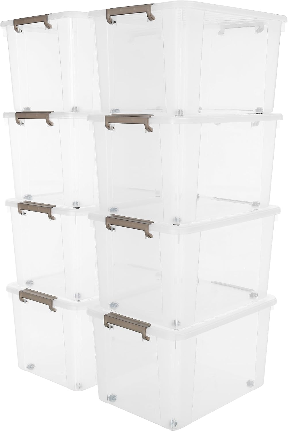 Citylife 32 QT Plastic Storage Bins with Latching Lids Stackable Storage Containers for Organizing Large Clear Storage Box for Garage, Closet, Kitchen, 4 Packs