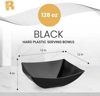 R-kay 6 Pack Square Plastic Serving Bowls - Clear Plastic bowls 16 Oz - Disposable Serving Bowls Heavy Duty For Weddings Catering And Birthday parties