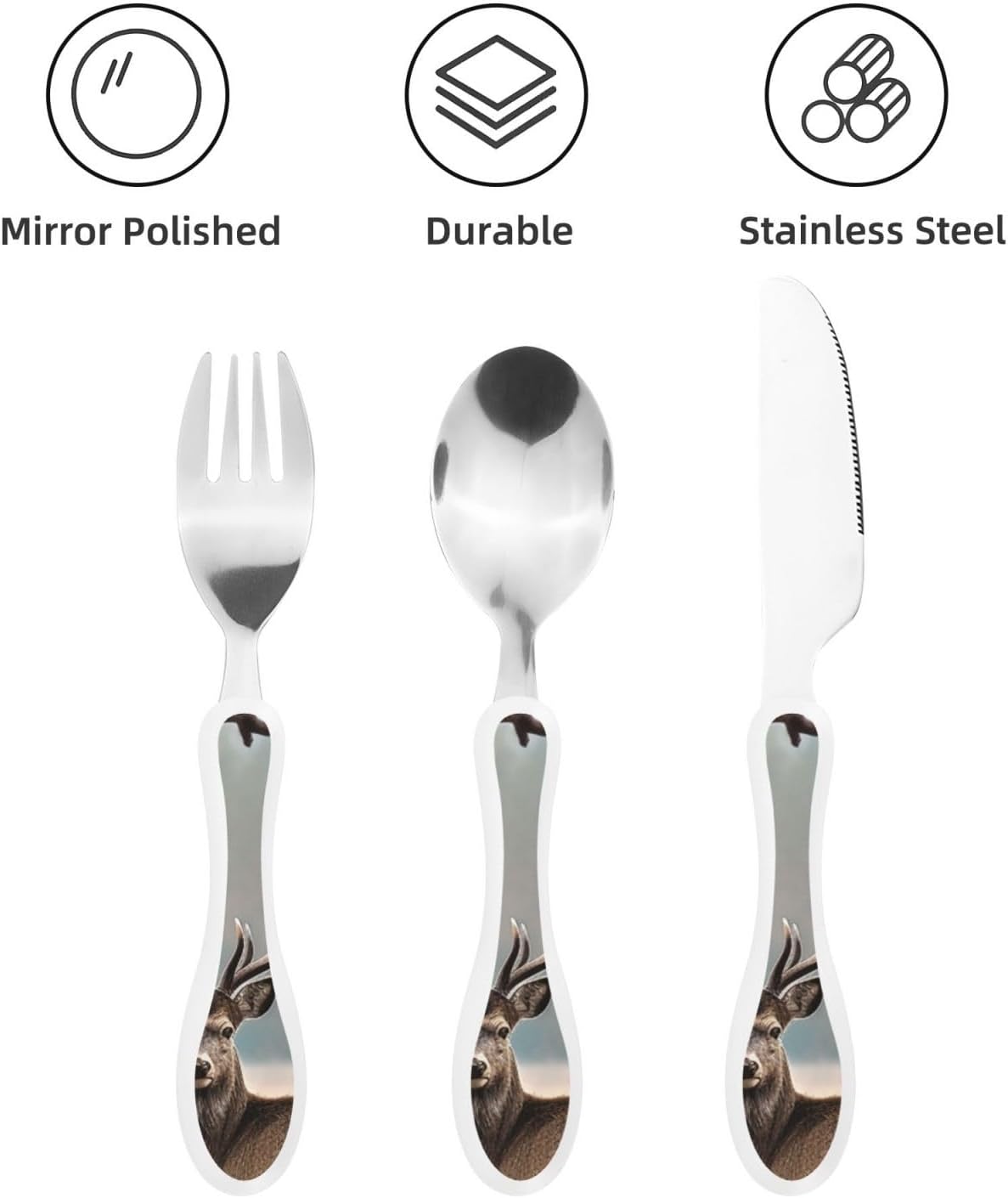 3-Piece Kids Silverware Set With Storage Case, Stainless Steel Reusable Children Safe Knife Spoon Fork Set Blue Active Girl Running Sunset Children Flatware Set For Kids Lunch Box - Colors C