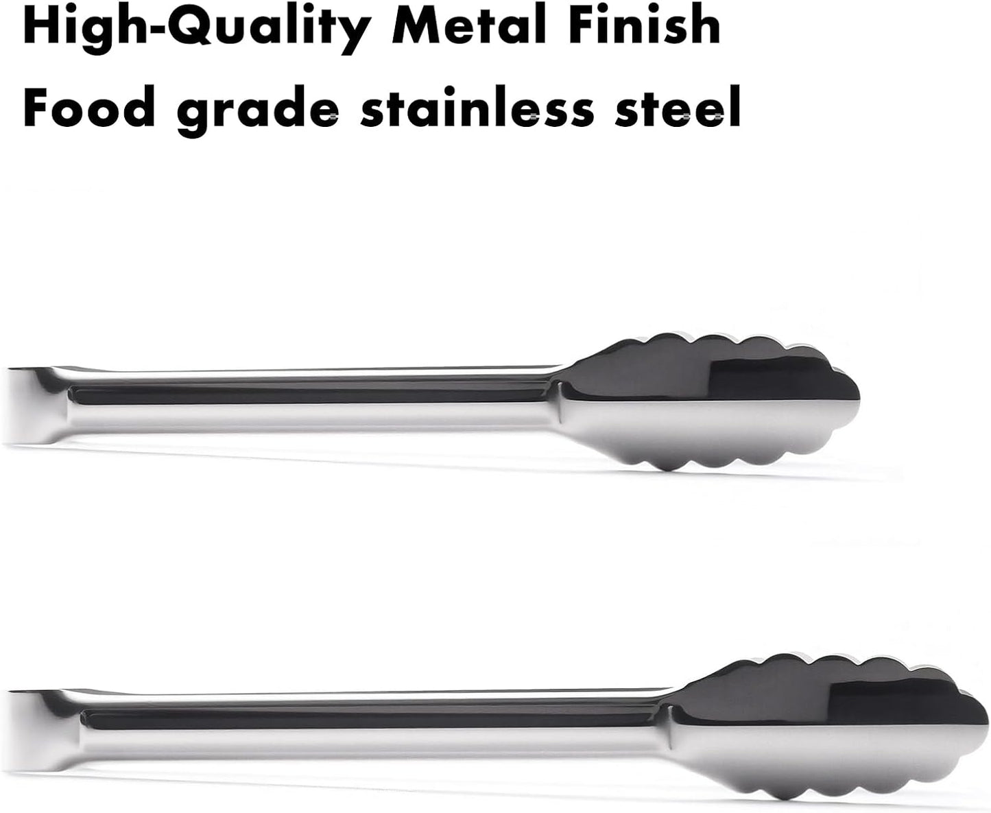 OYV Seamless Tongs for Cooking, One-Piece Design, Durable Heat Resistant Stainless Steel Tongs for Kitchen, Grill, BBQ, Salad, Dishwasher Safe, Metal Tongs Set (12" & 9")