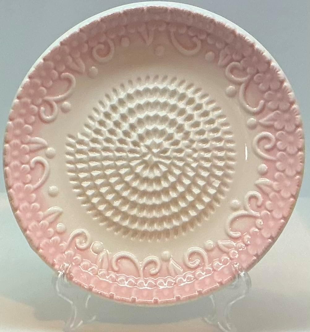 BonCera, Premium Ceramic Garlic Grater Plate Set - Pink Embossed