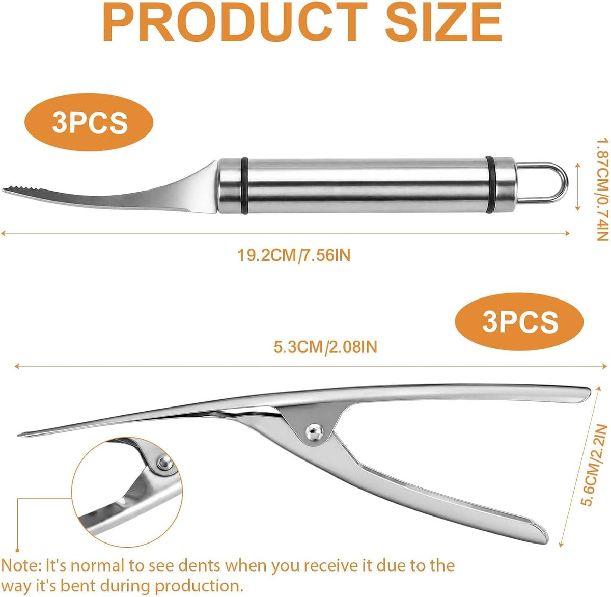 6 PCS Shrimp Peeler and Deveiner Tool Set Stainless Steel