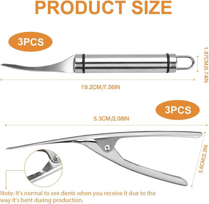 6 PCS Shrimp Peeler and Deveiner Tool Set Stainless Steel