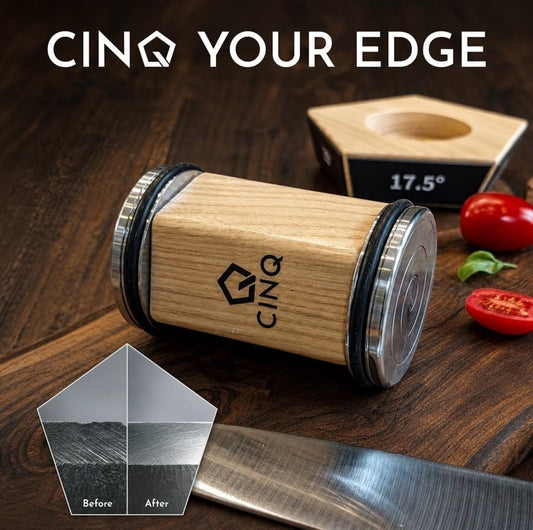 CINQ Rolling Knife Sharpener Kit, 3 Diamond Grits, 5 Angles, Hone