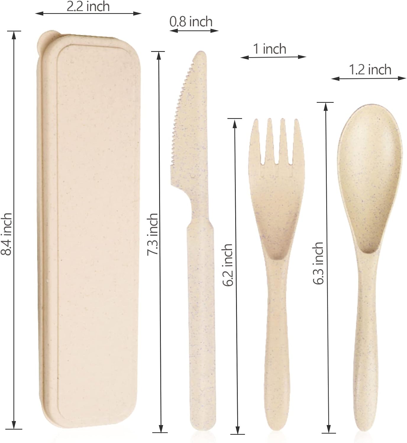 Reusable Travel Utensils Set with Case, 4 Sets Wheat Straw Portable Knife Fork Spoons Tableware, Eco-Friendly BPA Free Cutlery for Kids Adults Picnic Camping Utensils(Green, Beige, Pink, Blue)