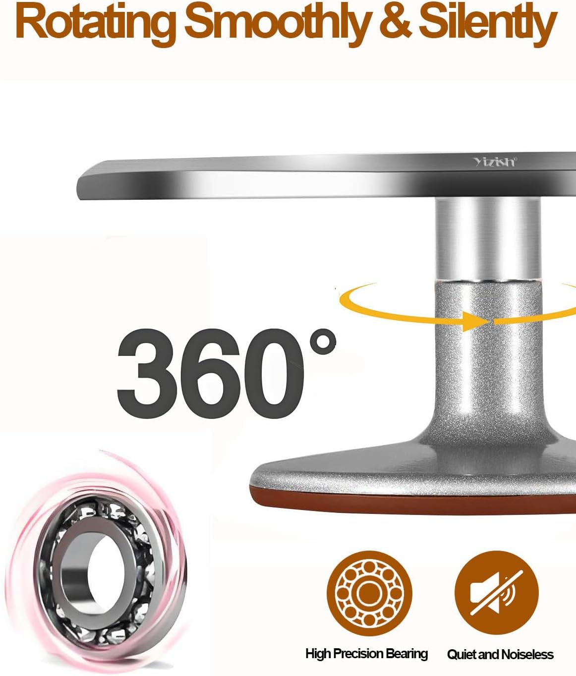 Yizish Cake Turntable Aluminum Alloy & Piping Bags and Tips Set, Rotating Cake Stand Decorating Kits with Stainless Steel Cake Spatulas and Scrapers for Baking, Pastries and Cupcakes, Gift Set