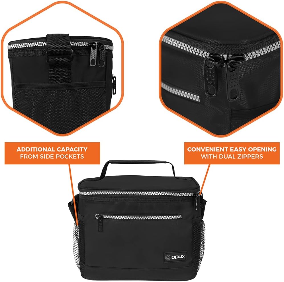 opux Insulated Lunch Box Men Women, Lunch Bag for Work School, Leakproof Soft Cooler Tote Adult, Large Lunch Pail Kids Boys Girls, Picnic Beach Food Bag with Shoulder Strap, Purple Floral