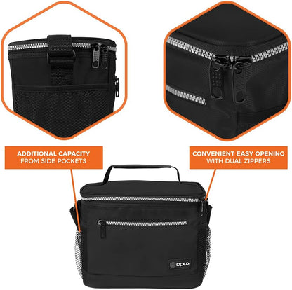 opux Insulated Lunch Box Men Women, Lunch Bag for Work School, Leakproof Soft Cooler Tote Adult, Large Lunch Pail Kids Boys Girls, Picnic Beach Food Bag with Shoulder Strap, Purple Floral