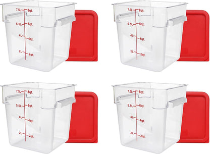 Tiger Chef 18 Quart Commercial Grade Clear Food Storage Square Polycarbonate Containers With Blue Lids 4 Pack