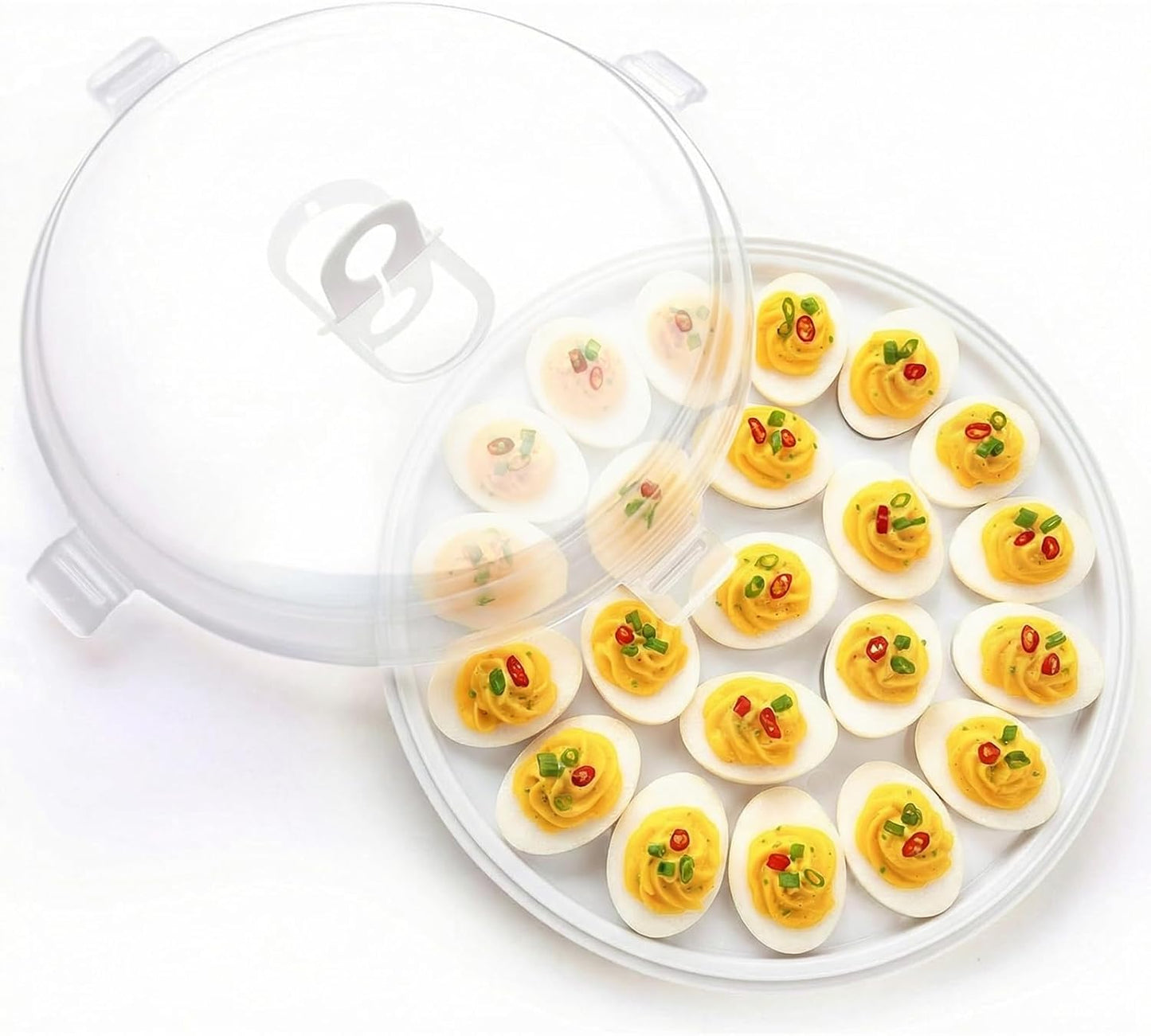 HANSGO Deviled Egg Containers with Lid, Deviled Egg Platter Carrier Holder Trays with 22 Slots for Holiday Party and Home Kitchen, Green