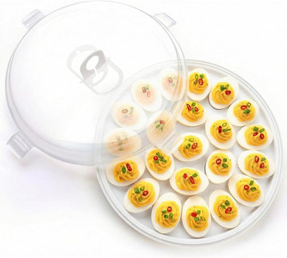 HANSGO Deviled Egg Containers with Lid, Deviled Egg Platter Carrier Holder Trays with 22 Slots for Holiday Party and Home Kitchen, Green