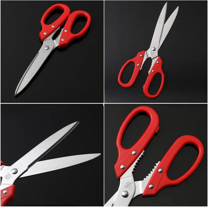 Multipurpose Kitchen Shears Heavy Duty Japan Tanaka Scissors Diamond Cut Stainless Steel 타나카 방산시장 강주은 주방가위 깡스가위 (Red)