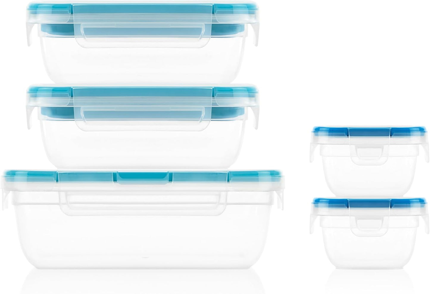 Snapware Plastic Total Solutions (5-Pack, 3 Cup) Food Storage Containers Set, Airtight & Leakproof Plastic Locking BPA-Free Lids Tupperware, Freezer Dishwasher Microwave Safe