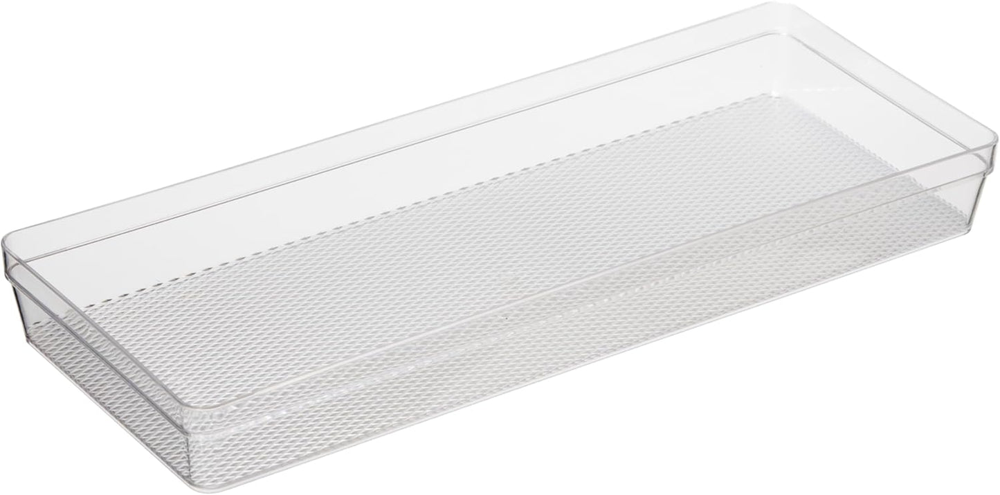 Oggi Clear Drawer Organizer - 3" X 12.5" - Ideal for Organizing Kitchen Drawers, Office, Desk, Silverware, Kitchen Utensils, Cosmetics and Bathrooms