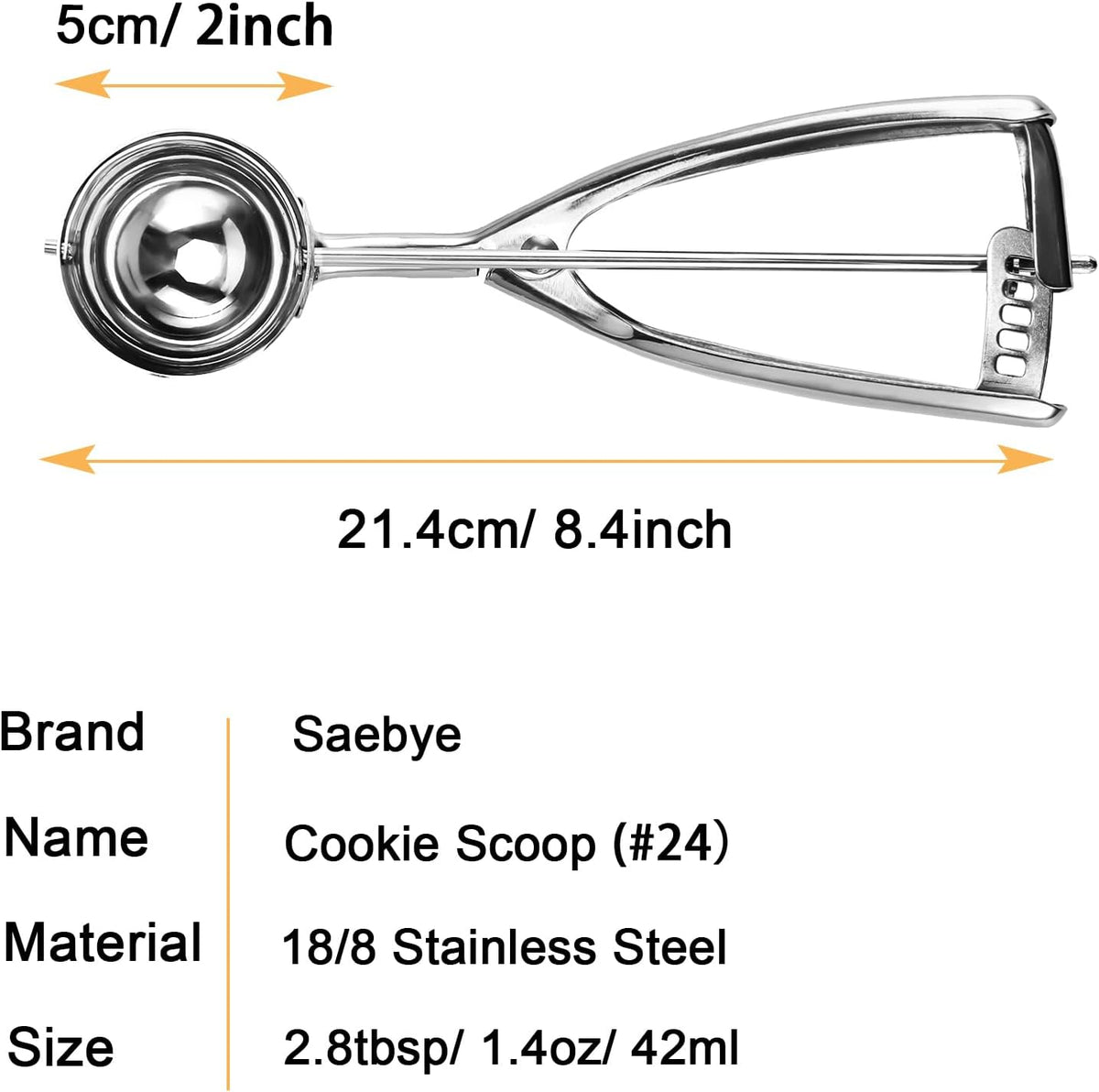 Saebye 4 oz Scoop, Large Ice Cream Scoop with Trigger, #8 Cookie Scoop,