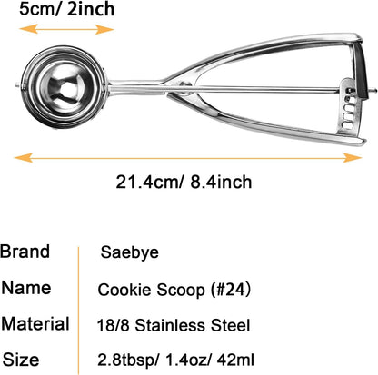 Saebye 4 oz Scoop, Large Ice Cream Scoop with Trigger, #8 Cookie Scoop,