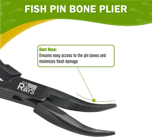 Fish Bone Tweezer Set,4.3" Stainless Steel 2 Piece, Flat and Slant tips Fish bone removal tool.
