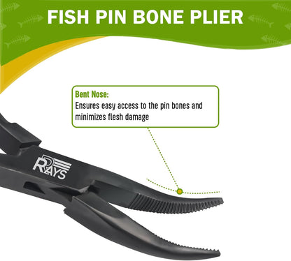 Fish Bone Tweezer Set,4.3" Stainless Steel 2 Piece, Flat and Slant tips Fish bone removal tool.