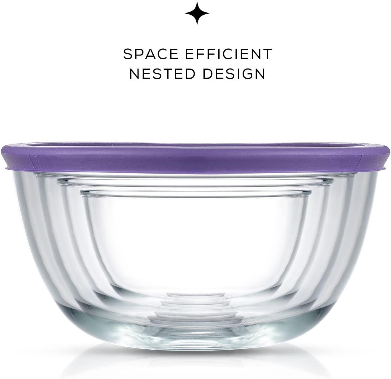JoyJolt Kitchen Mixing Bowls - 8pc Glass with Lids Set – Neat Nesting Large Bowl Batter Cooking Storage and Big Salad BPA-Free Black