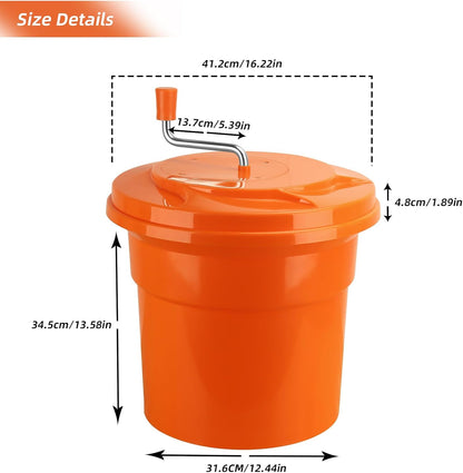 5 Gallon Salad Spinner,Large Capacity Vegetable Friuts Salad Dryer,Commercial Manual Salad Mixer for Restaurants Kitchen & Catering,Green & Orange. (Green, 5 Gallon)