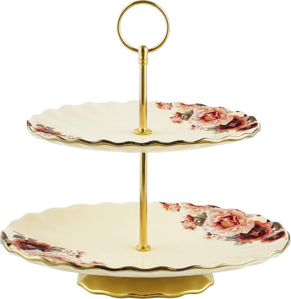 fanquare 3 Compartment Gold Floral Porcelain Platter