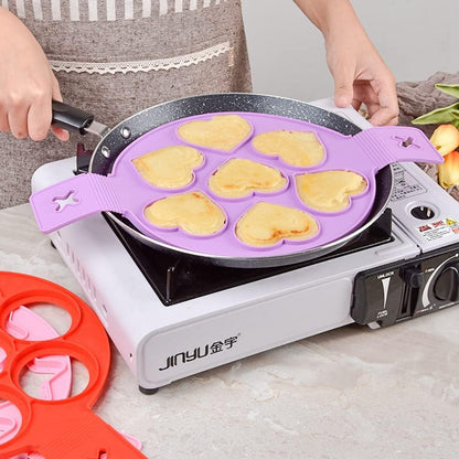 Nonstick Pancake Molds Ring Silicone Fried Egg Mould Reusable Pancake Maker Egg Ring Kitchen Cooking Baking Tools (Round Shape)