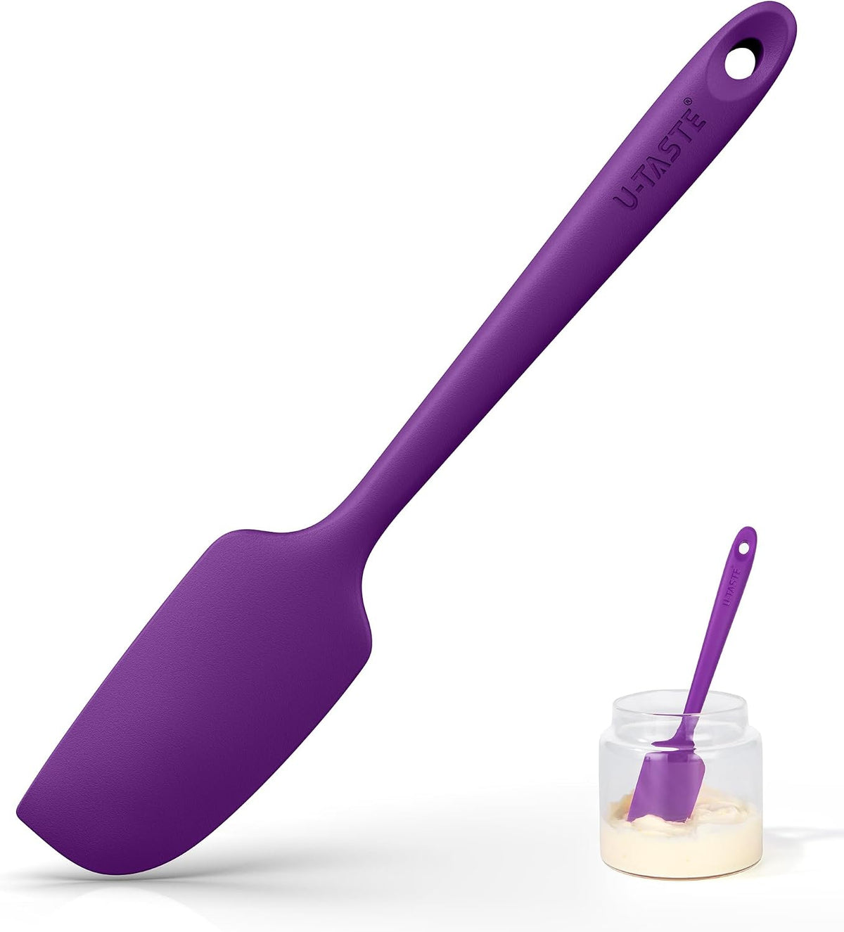 U-Taste Small Mini Silicone Spatula, 9in Rubber Jar Bowl Scraper, Black