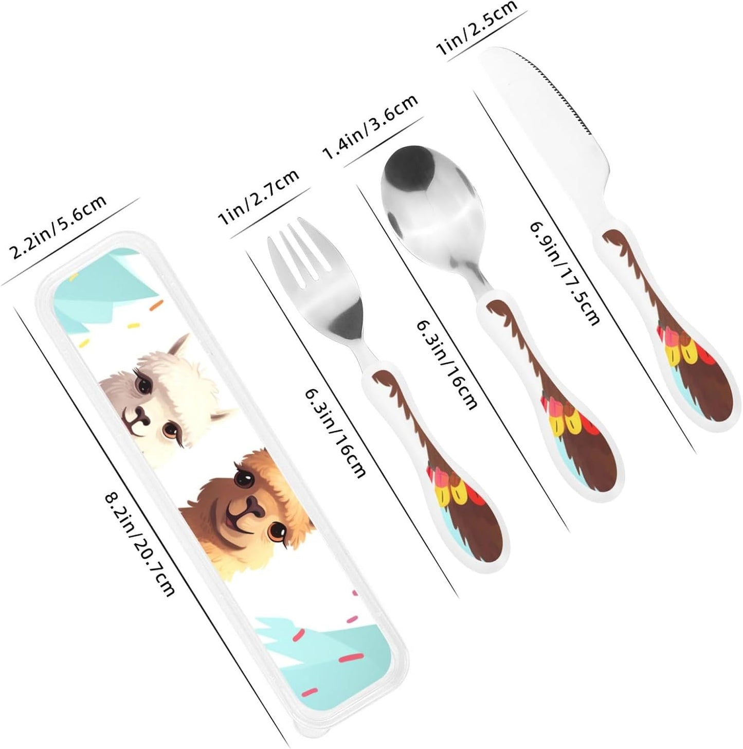 3-Piece Kids Silverware Set With Storage Case, Stainless Steel Reusable Children Safe Knife Spoon Fork Set Dolphin Children Flatware Set For Kids Lunch Box