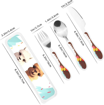 3-Piece Kids Silverware Set With Storage Case, Stainless Steel Reusable Children Safe Knife Spoon Fork Set Dolphin Children Flatware Set For Kids Lunch Box
