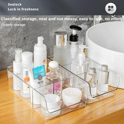 Clear Organizer Bins with Removable Dividers for Snacks Bag Sugar Packets Seasoning Packets Spice Packets Pouches