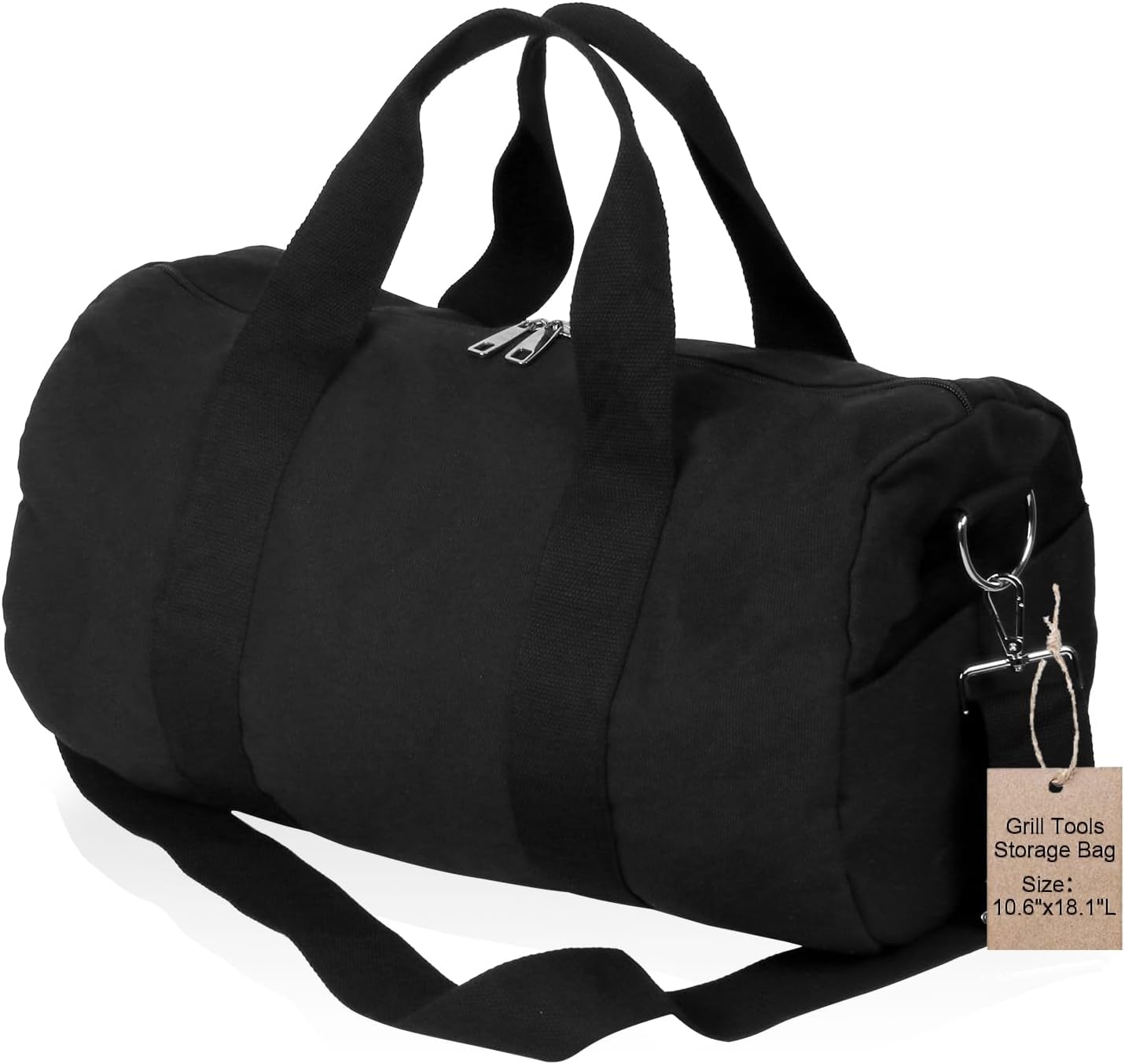 BBQ Tool Storage Bag, with Inner Pockets and Shoulder Strap, Black Outdoor Camping Barbecue Carry Bag, Grill Accessory Storage, BBQ Gifts for Men, 18.1 * 10.6 * 10.6 inches
