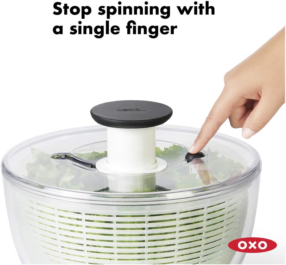 OXO Good Grips Salad Chopper & Bowl, 12.5 x 5.5 x 12.5 inches, White & Good Grips Salad Spinner, Large
