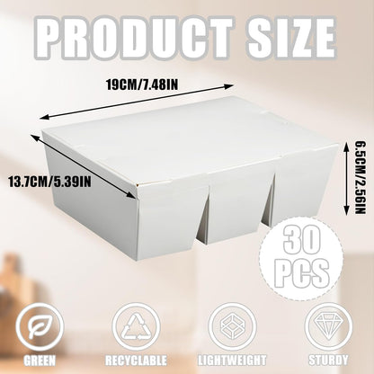 30 Pack 3 Compartment Take Out Food Containers, 7.5x5.4x2.6" Bamboo Pulp Paper Take Out Boxes, Disposable To Go Container Take Out Containers, Greaseproof Paper Bento Box Takeout Lunch Boxes with Lid