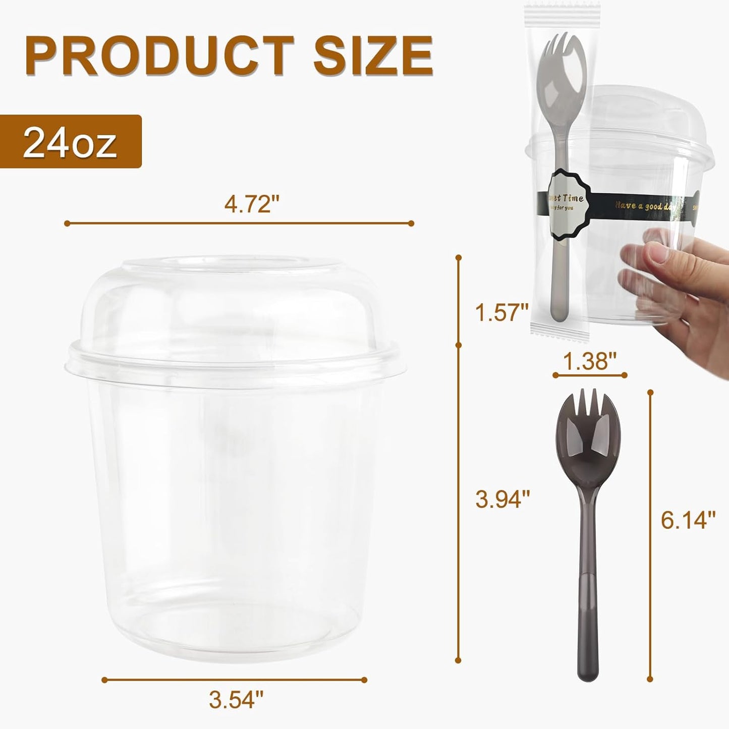 Disposable Food Containers With Lids And Spoons 50 Pack 12 oz Mini Parfait Dessert Cups Take Out Meal Prep Salad Bowls For Lunch, Plastic Ice Cream Bowls Pet, Acai Bowl, To-Go Party Containers(12oz)