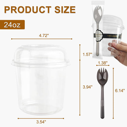 Disposable Food Containers With Lids And Spoons 50 Pack 12 oz Mini Parfait Dessert Cups Take Out Meal Prep Salad Bowls For Lunch, Plastic Ice Cream Bowls Pet, Acai Bowl, To-Go Party Containers(12oz)