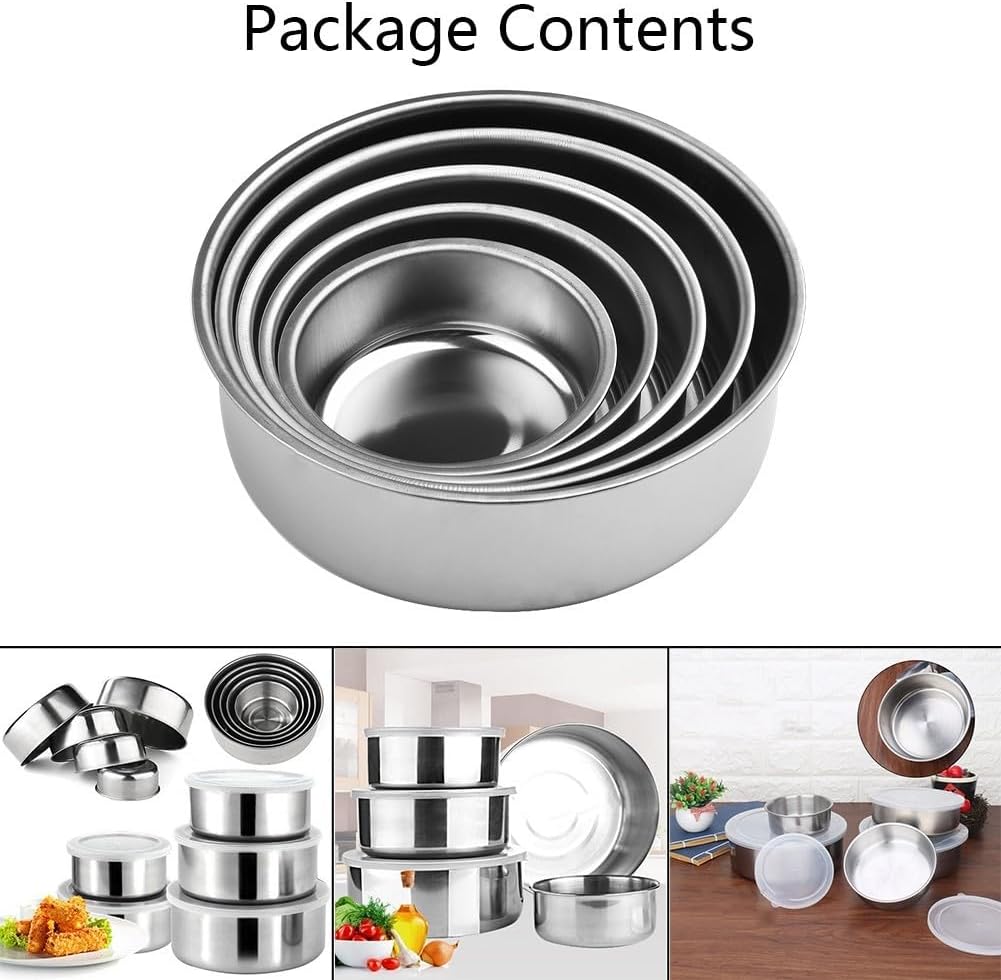 Stainless Steel Mixing Bowls Set with Airtight Lids 5 Piece Nesting Storage Containers for Kitchen Food Prep Serving