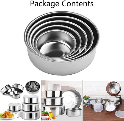 Stainless Steel Mixing Bowls Set with Airtight Lids 5 Piece Nesting Storage Containers for Kitchen Food Prep Serving