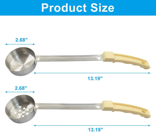 Hordion 4 Pcs Portion Control Serving Spoons Ladle Scoops (Beige, 3oz)