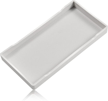White Serving Tray (13.5 x 9.6 inch) for Serving Accessory, Elegant & Stackable Plastic Tray for Spa, Coffee, Drinks, Tea, Bar, Party, Seasoning, Perfume and Display Use.