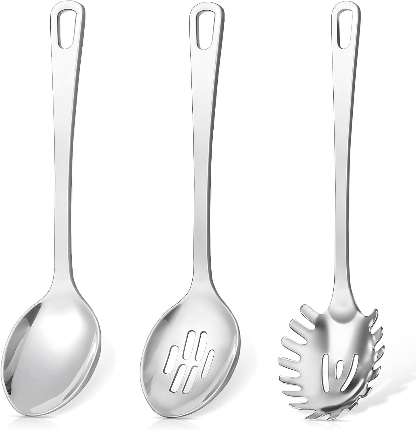 9 Pcs Cooking Utensils Set, Stainless Steel Kitchen Utensils, Heat Resistant Metal Kitchen Tools Include Solid & Slotted Spatula, Serving Spoon, Ladle, Pasta Server,Potato Maseher, Egg Whisk, Silver