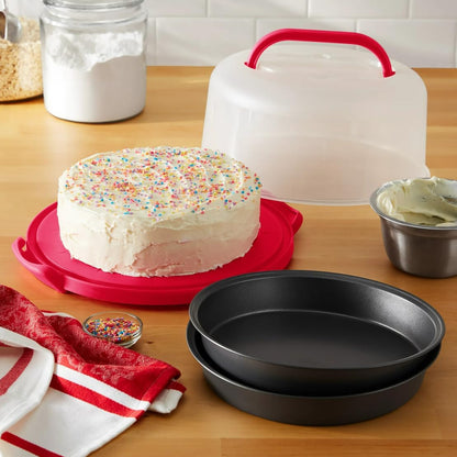 Cake Pan & Carrier Set Locking Lid and Handles Non-Stick Pans, Kitchen Bakeware, Dishwasher Safe