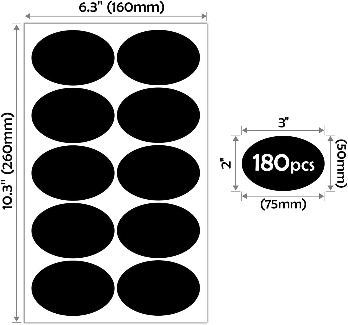 JIEHENG 180Pcs Chalkboard Labels for Jars,Removable Stickers with 1 Liquid Chalk Markers(Black, Wavy)