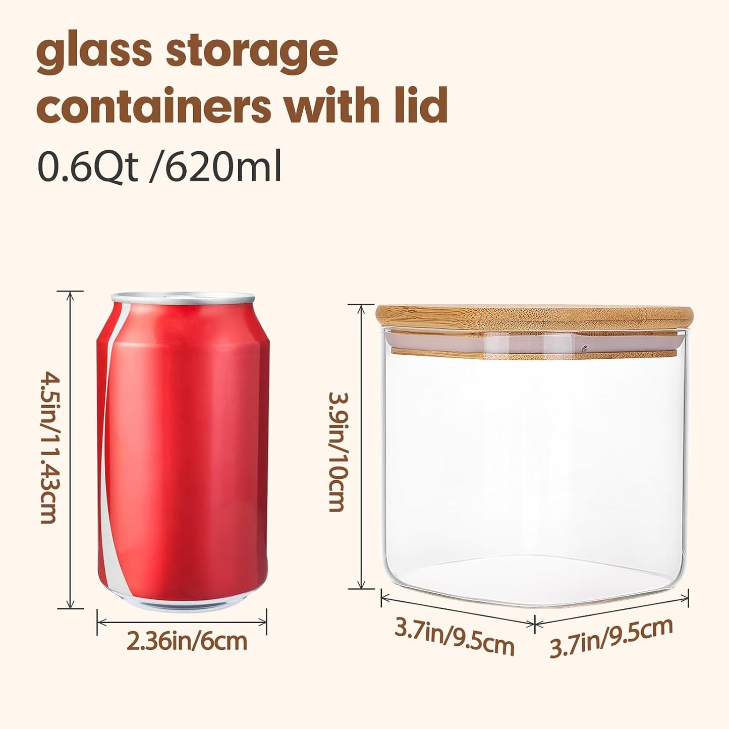 Moretoes 3 Pack 2qt Glass Storage Containers with Bamboo Press Lids, Large Airtight Food Storage Jars for Pantry, Flour, Sugar, Dry Goods