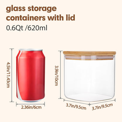 Moretoes 3 Pack 2qt Glass Storage Containers with Bamboo Press Lids, Large Airtight Food Storage Jars for Pantry, Flour, Sugar, Dry Goods